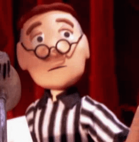 A Cartoon Referee Is Wearing Glasses And A Striped Shirt . GIF