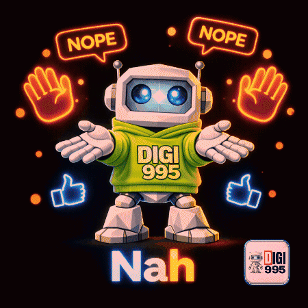 A Cartoon Robot Wearing A Green Digi 995 Sweatshirt GIF