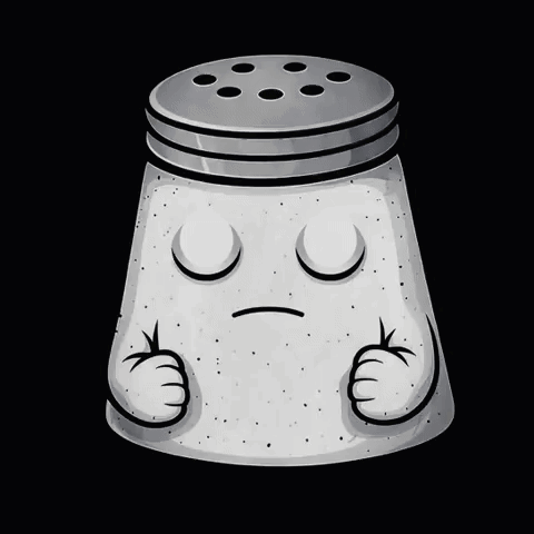 A Cartoon Salt Shaker With A Sad Face GIF