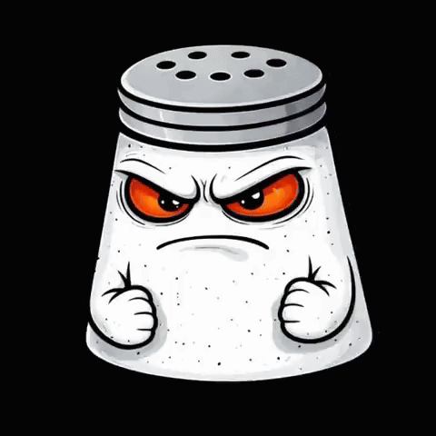 A Cartoon Salt Shaker With A Very Angry Face Is Giving A Thumbs Up GIF