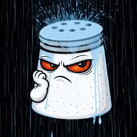 A Cartoon Salt Shaker With An Angry Face GIF