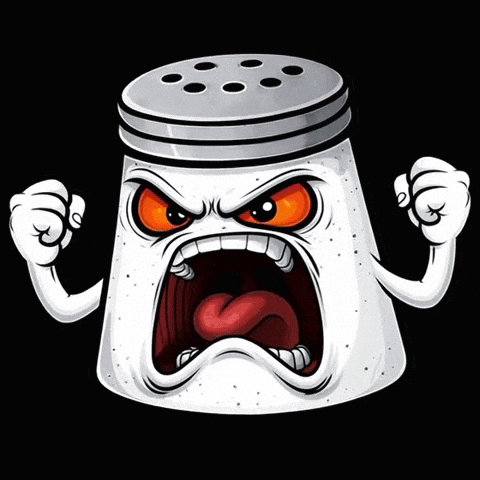 A Cartoon Salt Shaker With An Angry Face GIF