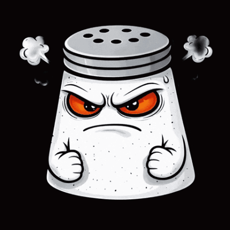 A Cartoon Salt Shaker With Smoke Coming Out Of It And The Number 1-800 Above It GIF