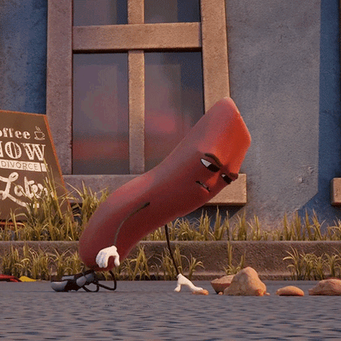 A Cartoon Sausage Is Laying On The Ground With The Words Ahhh Written Above It GIF