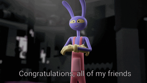 A Cartoon Says Congratulations To All Of Its Friends GIF