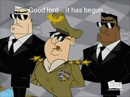 A Cartoon Says Good Lord It Has Begun On The Screen GIF