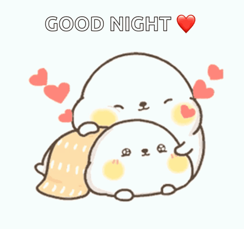 A Cartoon Says Good Night With A Heart GIF