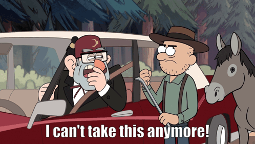 A Cartoon Says I Can 'T Take This Anymore And Shows A Man And A Horse GIF