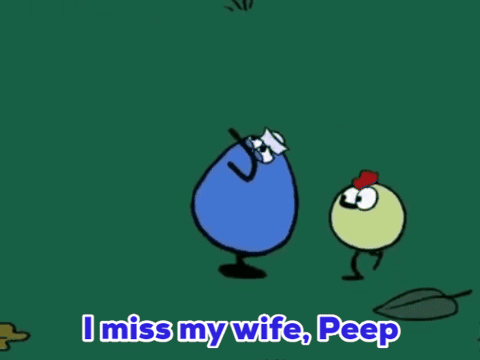 A Cartoon Says " I Miss My Wife Peep " In White GIF