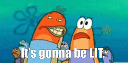 A Cartoon Says It 'S Gonna Be Lit In Front Of A Group Of Fish GIF
