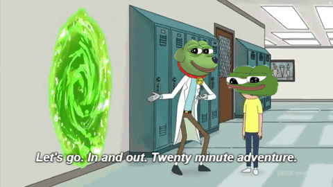 A Cartoon Says Let 'S Go In And Out And Twenty Minute Adventure GIF