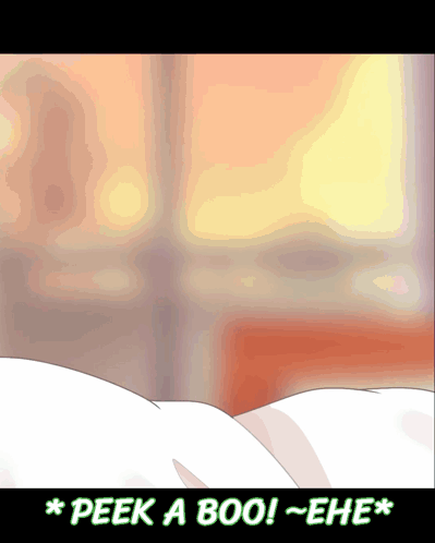 A Cartoon Says " Peek A Boo " In The Corner GIF