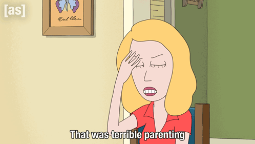 A Cartoon Says That Was Terrible Parenting In Front Of A Picture Of A Butterfly GIF