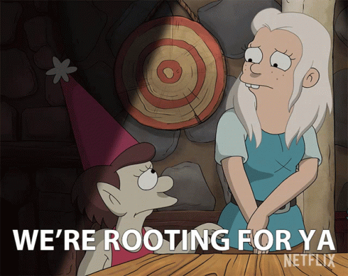 Cartoon Saying We'Re Rooting For Ya GIF