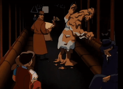 A Cartoon Scene With A Man In A Black Hat And A Woman In A Blue Shirt GIF