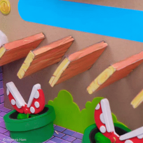 A Cartoon Scene With A Piranha Plant In A Green Pot . GIF