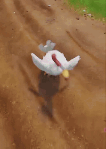 A Cartoon Scene With A Red Barn And A Dog Walking Down A Dirt Road GIF