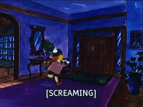 A Cartoon Scene With The Word Screaming At The Top GIF