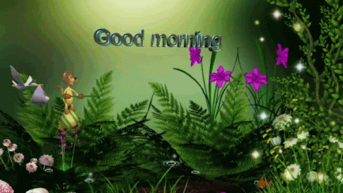 A Cartoon Scene With The Words " Good Morning " On The Bottom GIF
