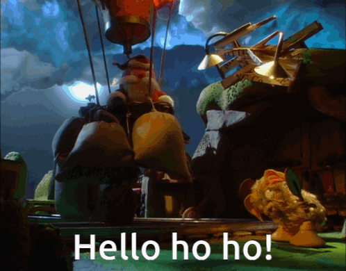 Cartoon Scene With Hello Ho Ho Text GIF