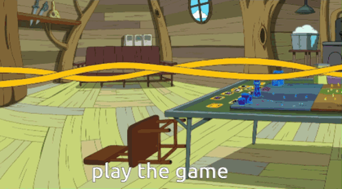 A Cartoon Scene With The Words Play The Game On The Bottom Right GIF