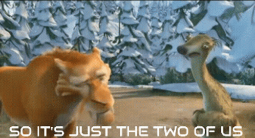 A Cartoon Scene With The Words So It 'S Just The Two Of Us On The Bottom GIF