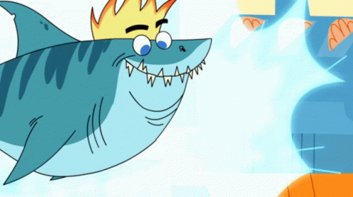A Cartoon Shark Is Wearing A Crown On Its Head GIF