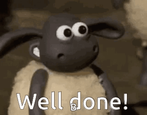 A Cartoon Sheep Is Saying Well Done . GIF