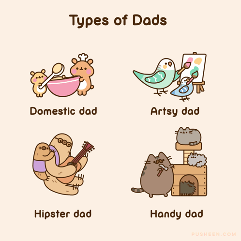 A Cartoon Showing Different Types Of Dads GIF