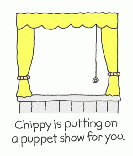 A Cartoon Shows A Dog Putting On A Puppet Show GIF