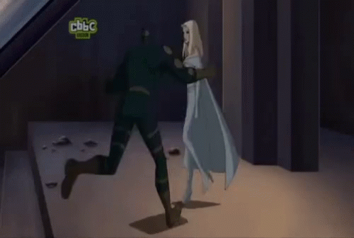 A Cartoon Shows A Man And A Woman Fighting With A Bbc Logo Behind Them GIF