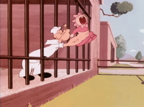 A Cartoon Shows A Man Holding A Stuffed Animal Behind Bars GIF