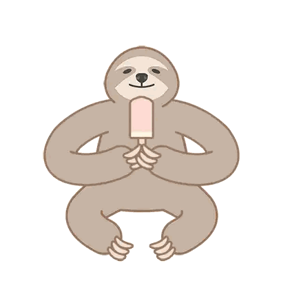 a cartoon sloth holding a pink popsicle in its hands