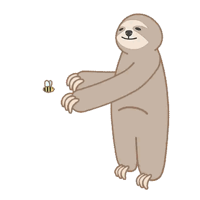 a cartoon sloth is holding a banana in its paws