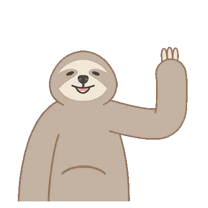 a cartoon sloth is holding something in its hand and smiling
