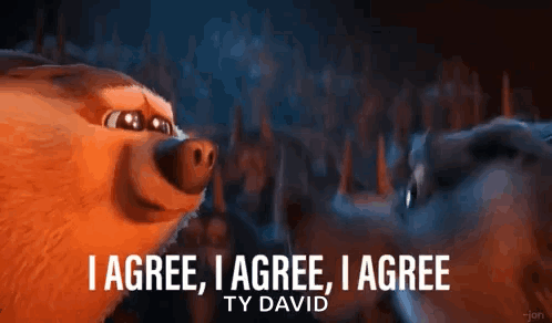 A Cartoon Sloth Says I Agree , I Agree , I Agree By Ty David GIF