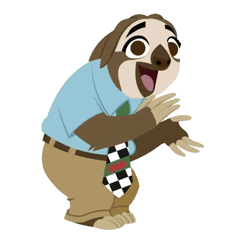 a cartoon sloth wearing a blue shirt and a tie