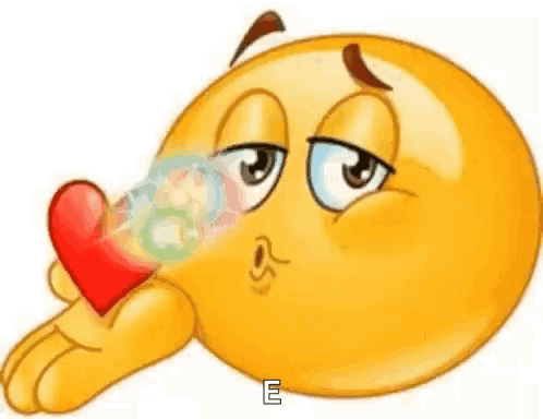 A Cartoon Smiley Face Is Blowing A Kiss And Holding A Red Heart In Its Hand . GIF