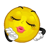 a cartoon smiley face is kissing with a red heart above it