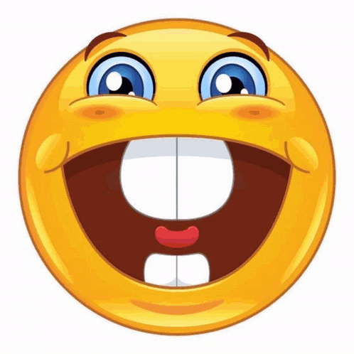A Cartoon Smiley Face With A Big Smile And Missing Teeth GIF