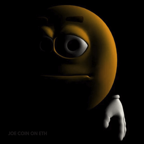A Cartoon Smiley Face With A Black Background And The Words Joe Coin On Eth GIF