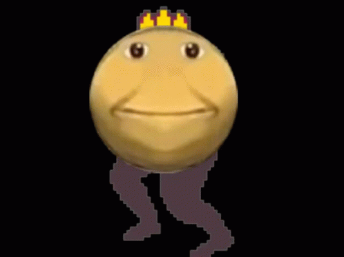 A Cartoon Smiley Face With A Crown On Top Of It . GIF