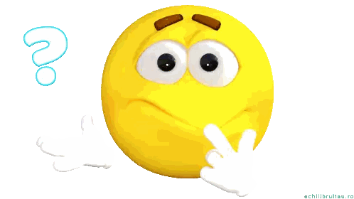 a cartoon smiley face with a question mark behind it