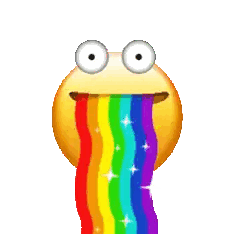a cartoon smiley face with a rainbow coming out of its mouth