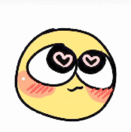 A Cartoon Smiley Face With Heart Shaped Eyes And A Blush On Its Cheeks . GIF