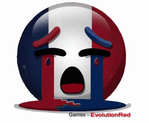A Cartoon Smiley Face With Tears Coming Out Of Its Eyes And The Words Games By Evolution Red Below It GIF