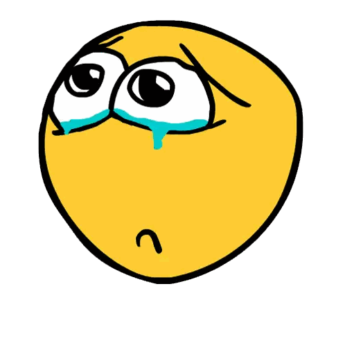 a cartoon smiley face with tears running down its eyes