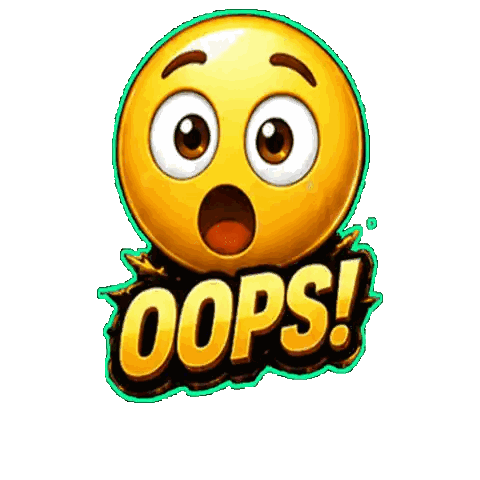 a cartoon smiley face with the word oops written below it