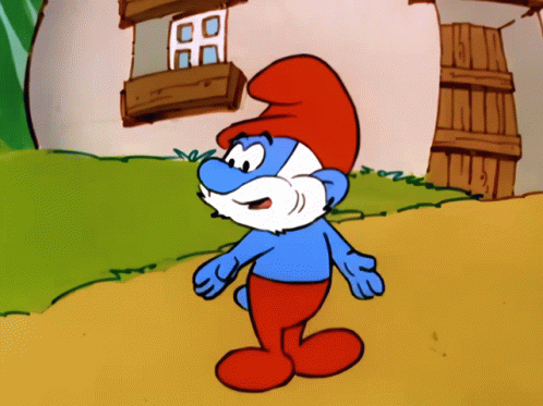 A Cartoon Smurf With A Red Hat And Beard GIF