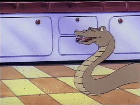 A Cartoon Snake Is Standing On A Checkered Floor GIF